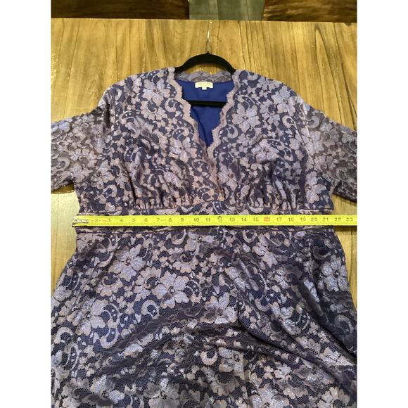 Kiyonna Mademoiselle Lace Cocktail Dress purple blue knee length Size 4 26 28 - Picture 7 of 9